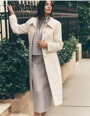 NWT ANN TAYLOR WINTER WHITE BELTED EVERYDAY COAT SZ L